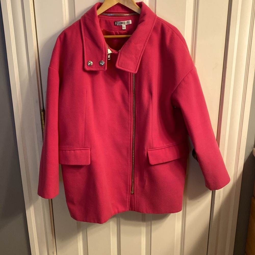 Women’s asymmetrical pink Jennifer Lopez size L coat